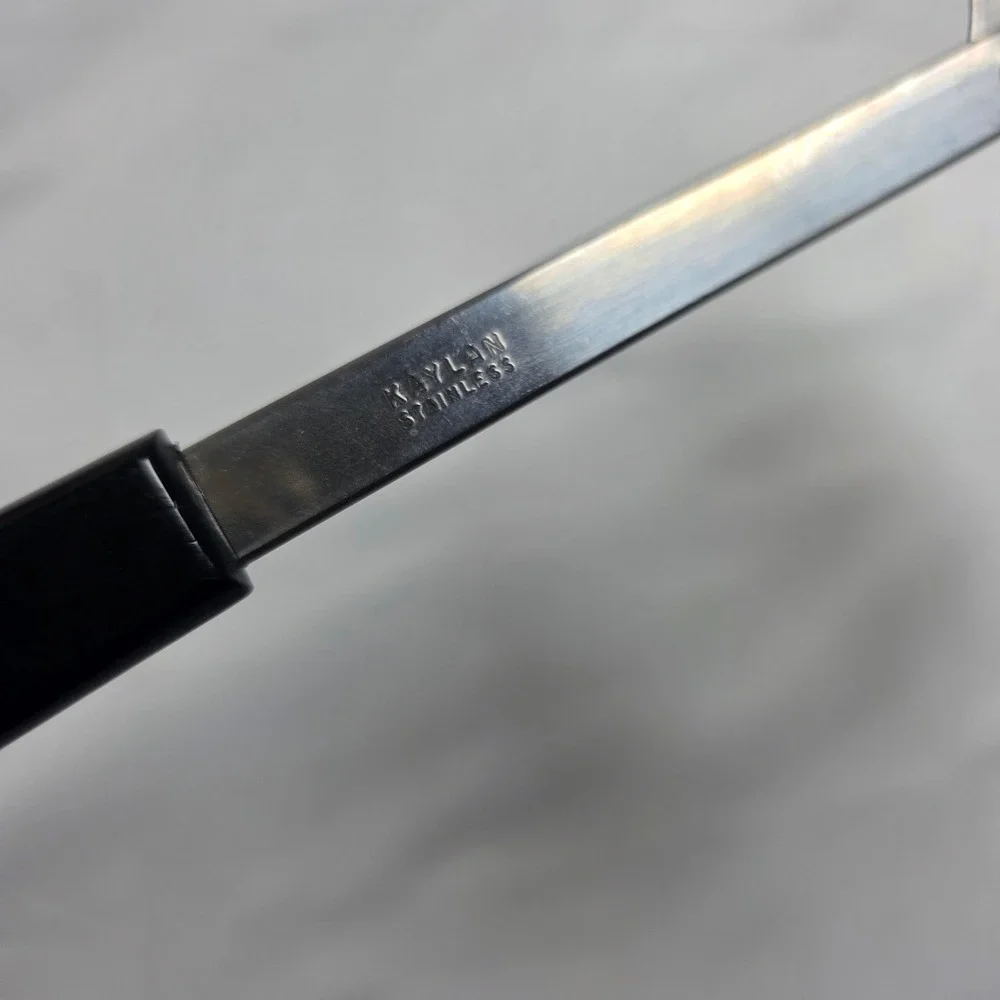 Kaylan Stainless Steel Slotted Spatula Scalloped Edge Turner Black Handle